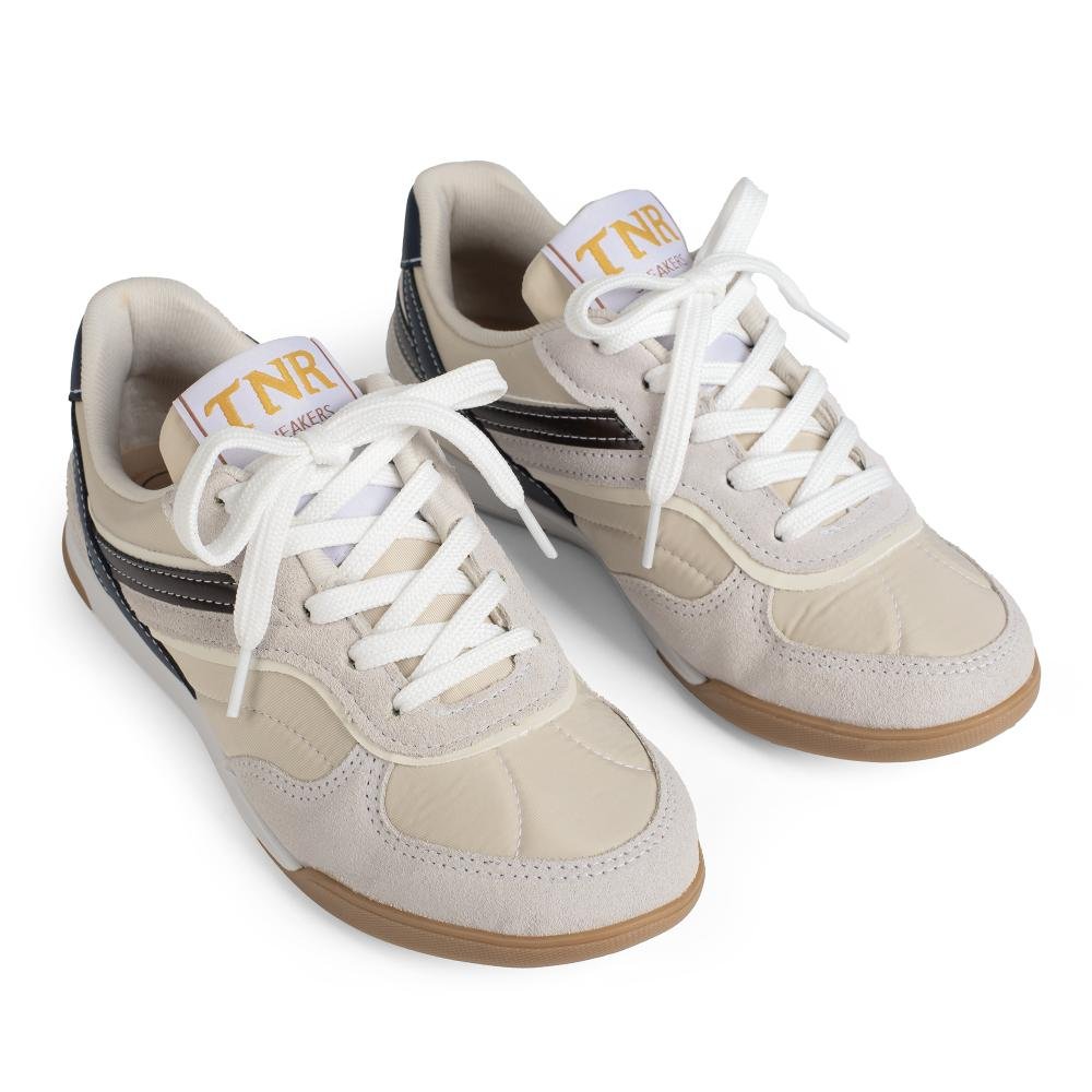 Tênis Tanara Jogging Em Couro Feminino T9381 Bege Claro 6