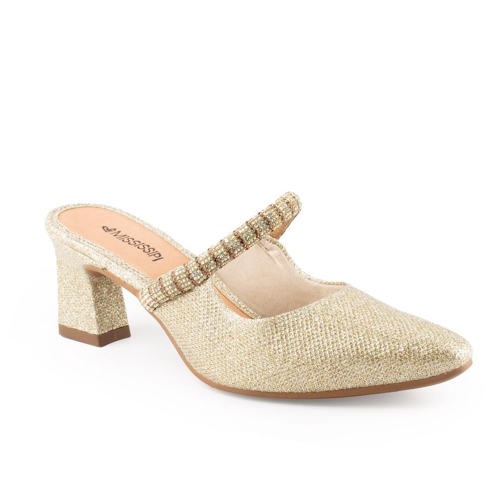 Mule Mississipi de Salto Bloco Metalizado Feminino MF872