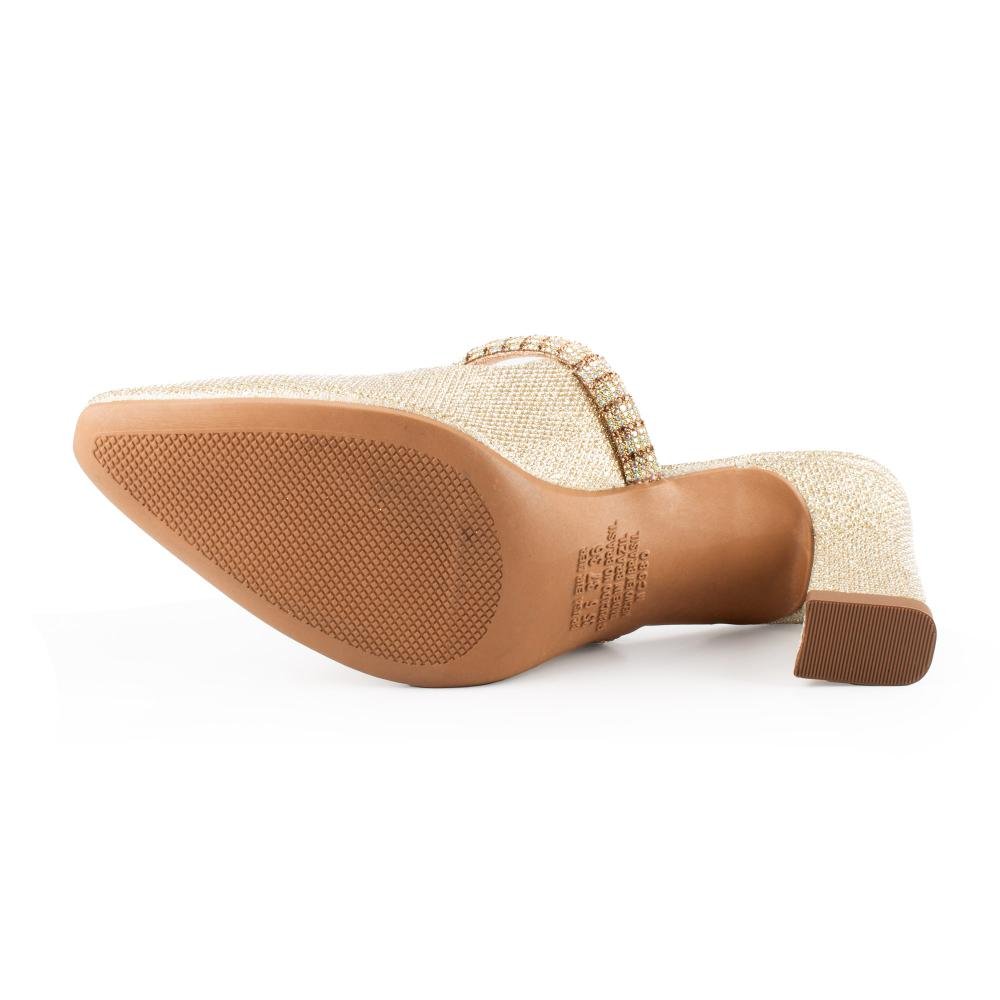 Mule Mississipi de Salto Bloco Metalizado Feminino MF872 Dourado 5