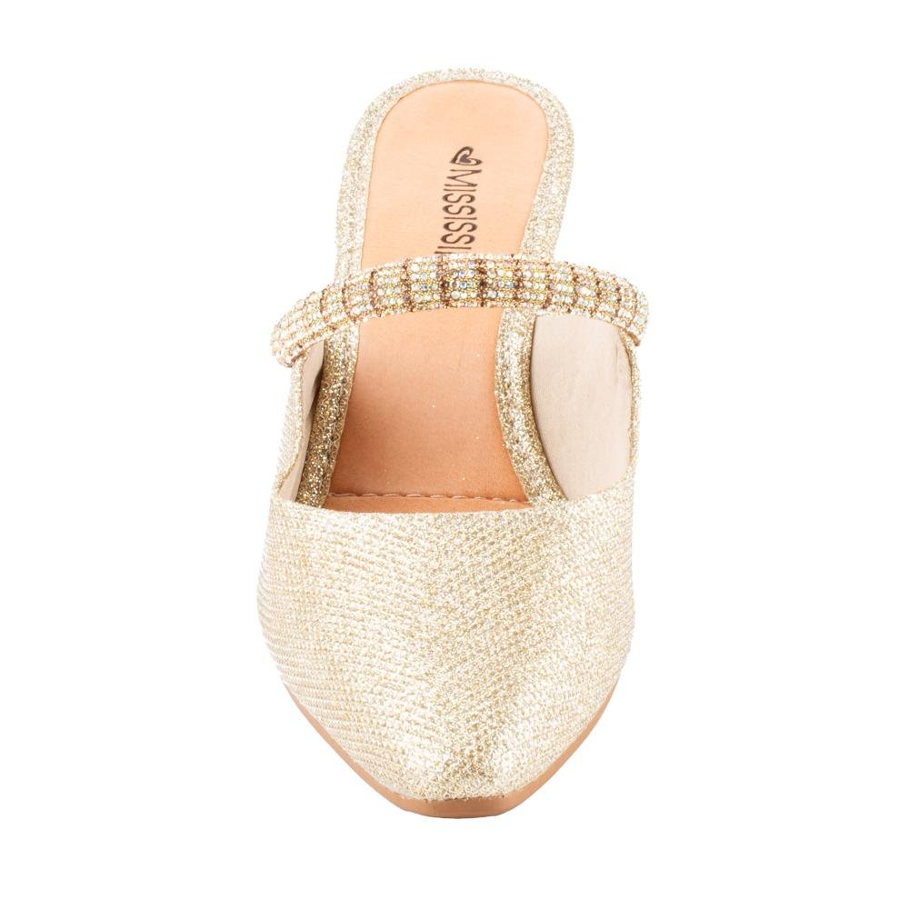 Mule Mississipi de Salto Bloco Metalizado Feminino MF872 Dourado 6