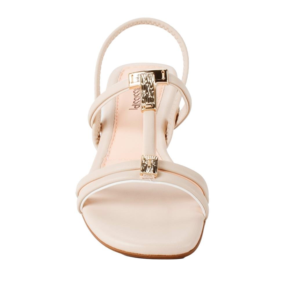 Sandália Mississipi de Salto Bloco Feminina J0181 Bege Claro 6