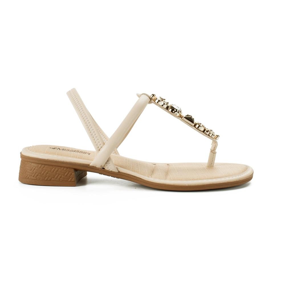Sandália Mississipi de Salto Baixo Feminina MF365 Bege Claro 3
