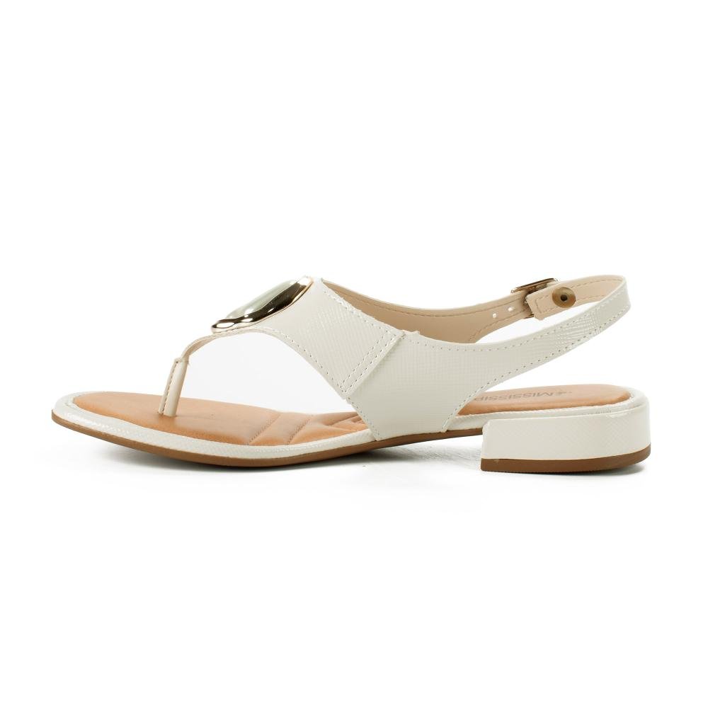 Sandália Mississipi de Salto Baixo Feminina J0142 Bege Claro 3