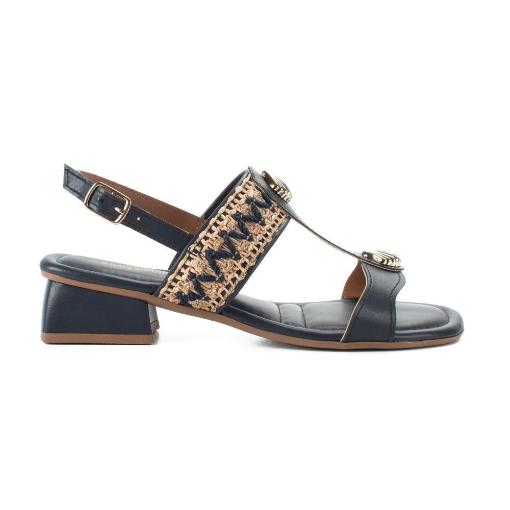 Sandália Mississipi de Salto Bloco Feminina J0531 Azul Marinho 3