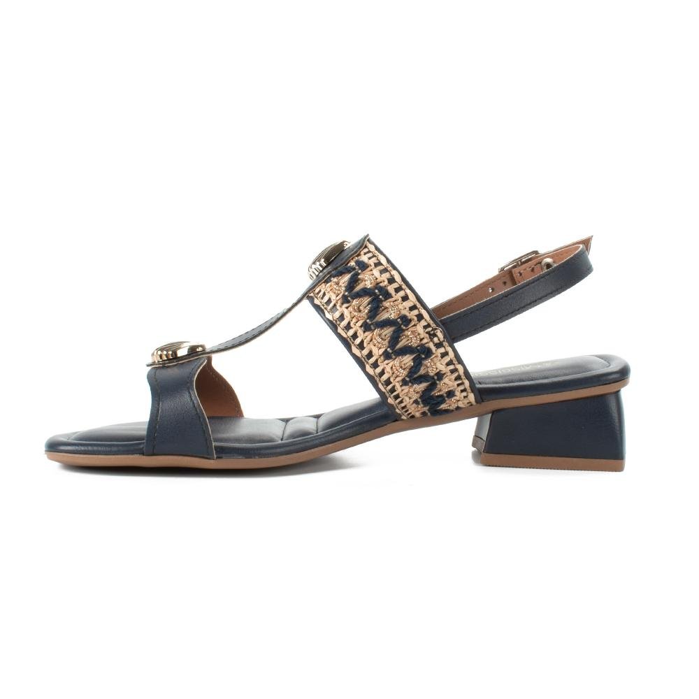 Sandália Mississipi de Salto Bloco Feminina J0531 Azul Marinho 4