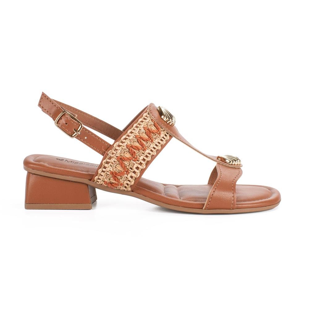 Sandália Mississipi de Salto Bloco Feminina J0531 Caramelo 3