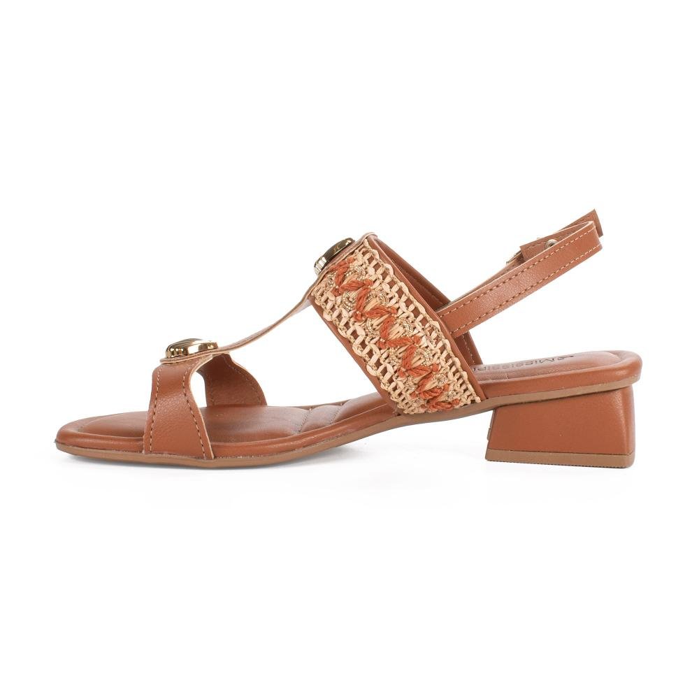 Sandália Mississipi de Salto Bloco Feminina J0531 Caramelo 4