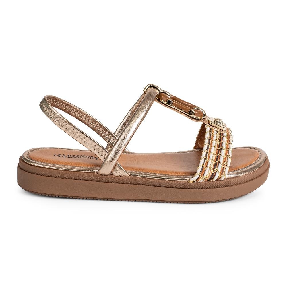 Sandália Mississipi Flatform Metalizada Feminina J0061 Dourado 3