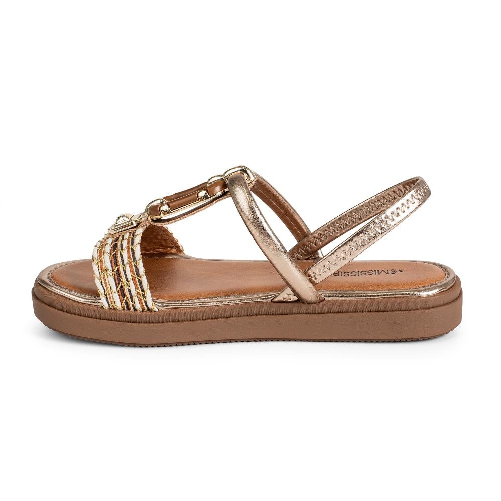 Sandália Mississipi Flatform Metalizada Feminina J0061 Dourado 4