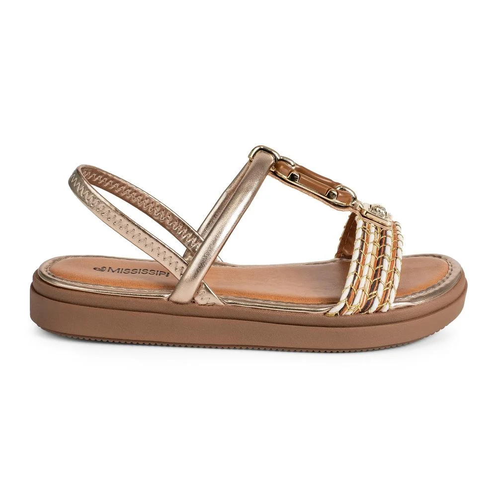 Sandália Mississipi Flatform Metalizada Feminina J0061 Dourado 3