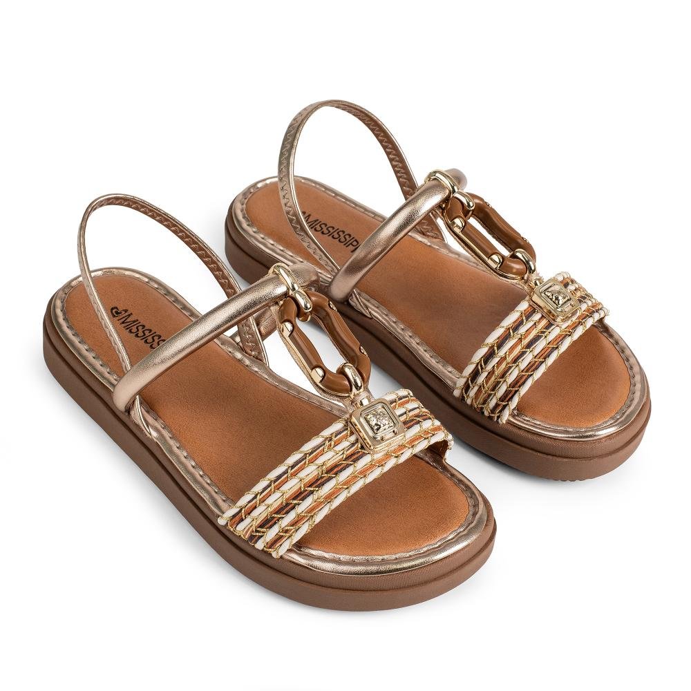 Sandália Mississipi Flatform Metalizada Feminina J0061 Dourado 6
