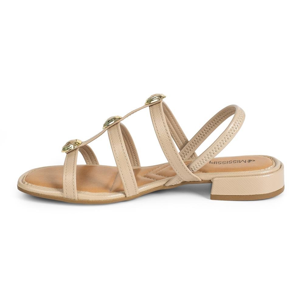Sandália Mississipi de Salto Baixo Feminina J0141 Bege 4
