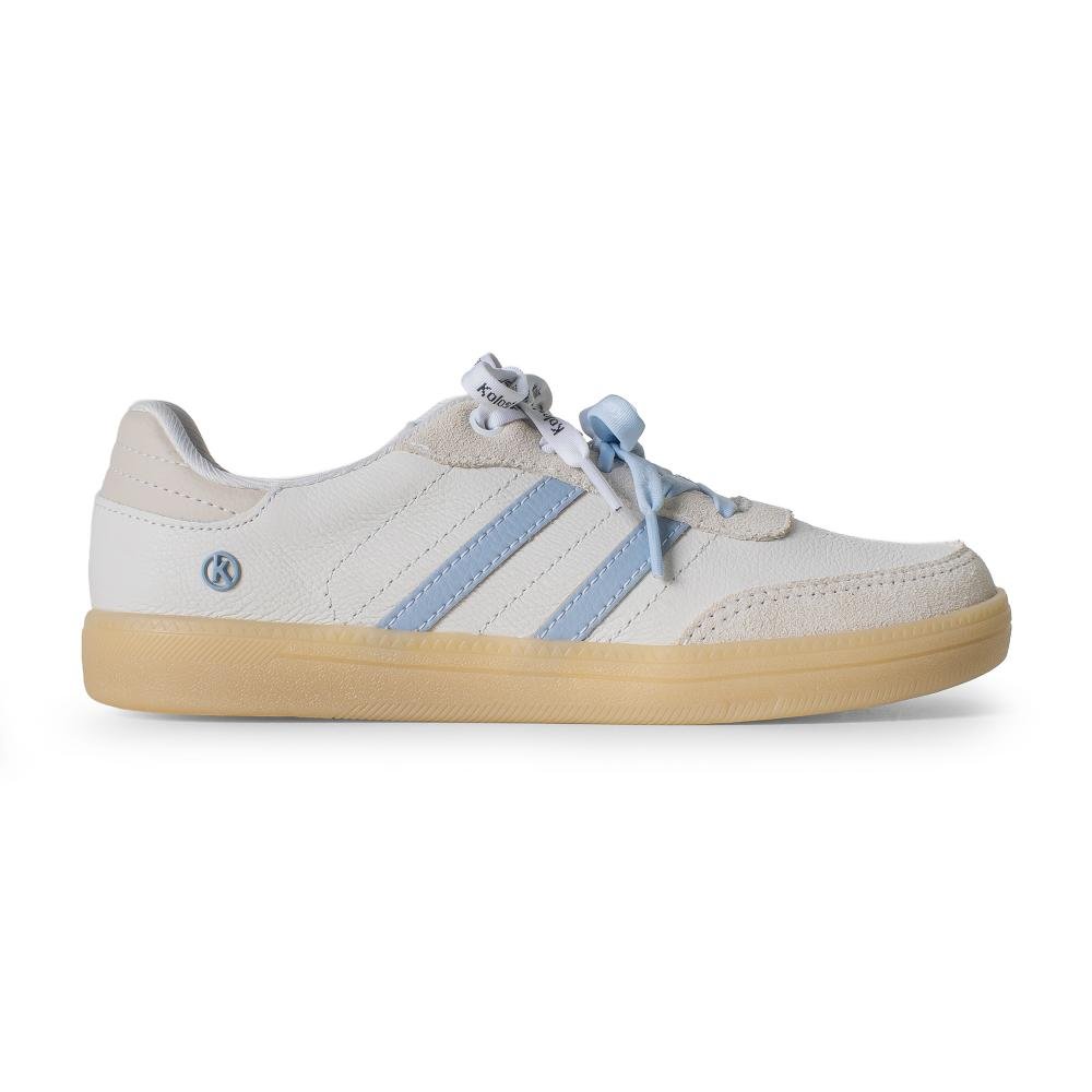 Tênis Kolosh Casual Em Couro Feminino C3909 Bege/Azul 3