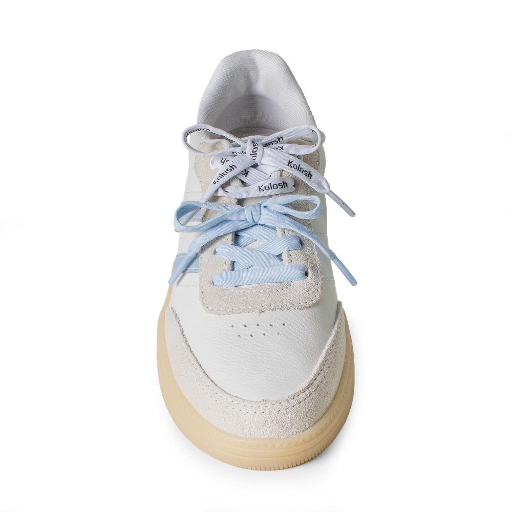 Tênis Kolosh Casual Em Couro Feminino C3909 Bege/Azul 6