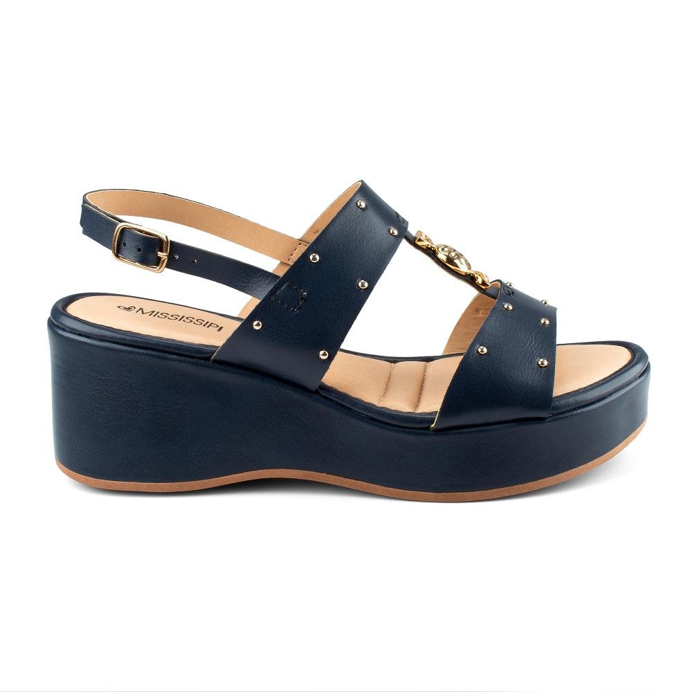 Sandália Mississipi Anabela Feminina MF504 Azul Marinho 2