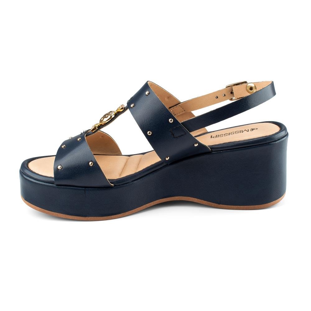Sandália Mississipi Anabela Feminina MF504 Azul Marinho 3