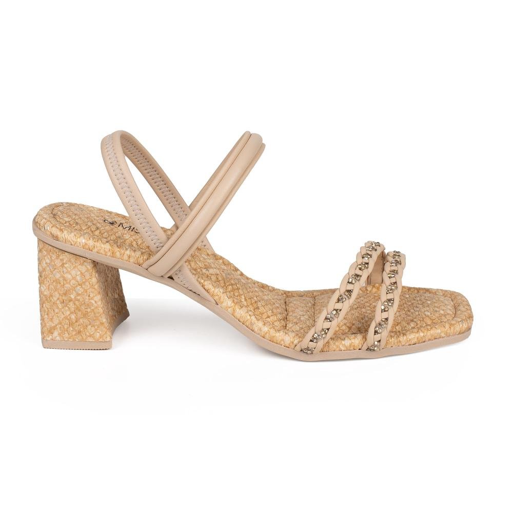 Sandália Mississipi de Salto Bloco Feminina MF811 Bege 2