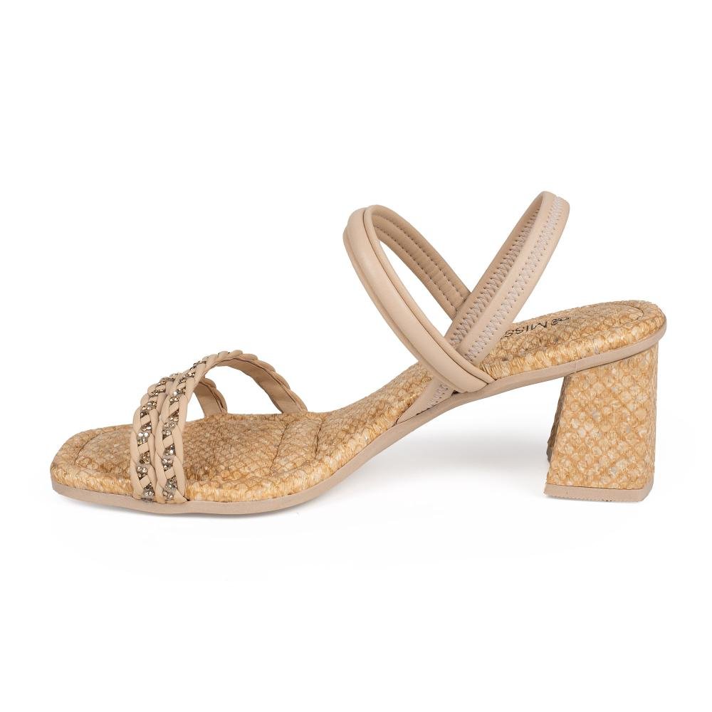 Sandália Mississipi de Salto Bloco Feminina MF811 Bege 3
