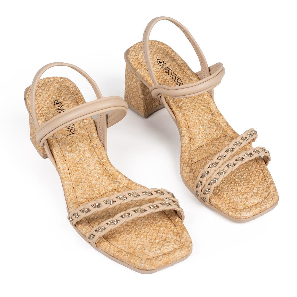 Sandália Mississipi de Salto Bloco Feminina MF811 Bege 5