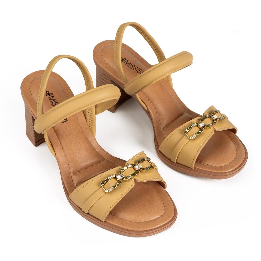 Sandália Mississipi de Salto Bloco Feminina MF761 Amarelo 5