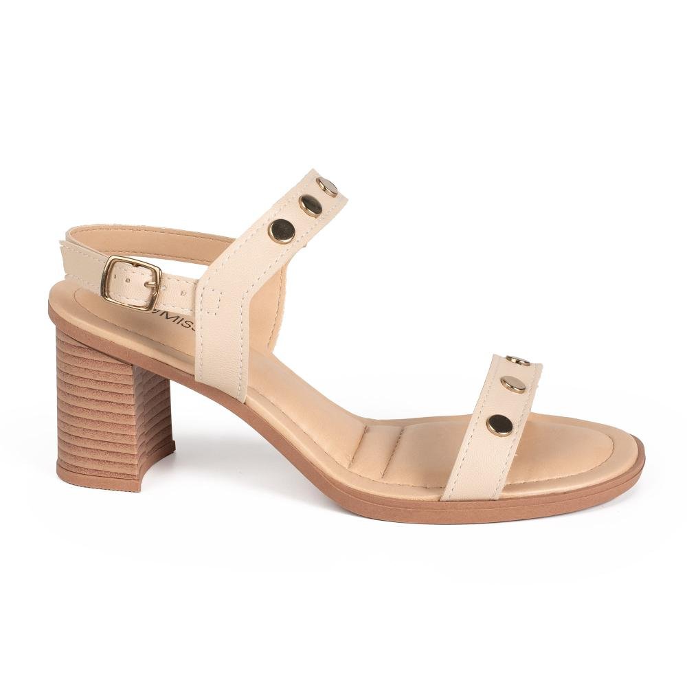 Sandália Mississipi de Salto Bloco Feminina MF763 Bege Claro 2