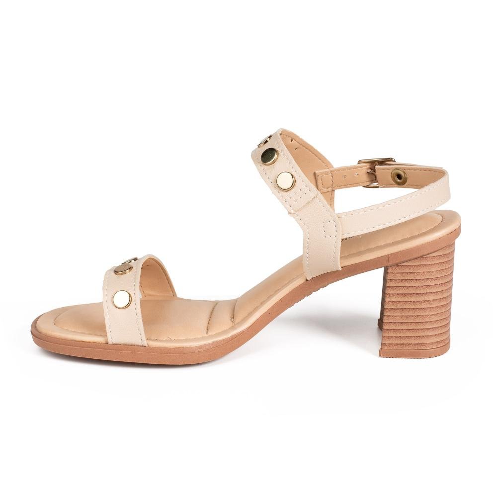 Sandália Mississipi de Salto Bloco Feminina MF763 Bege Claro 3