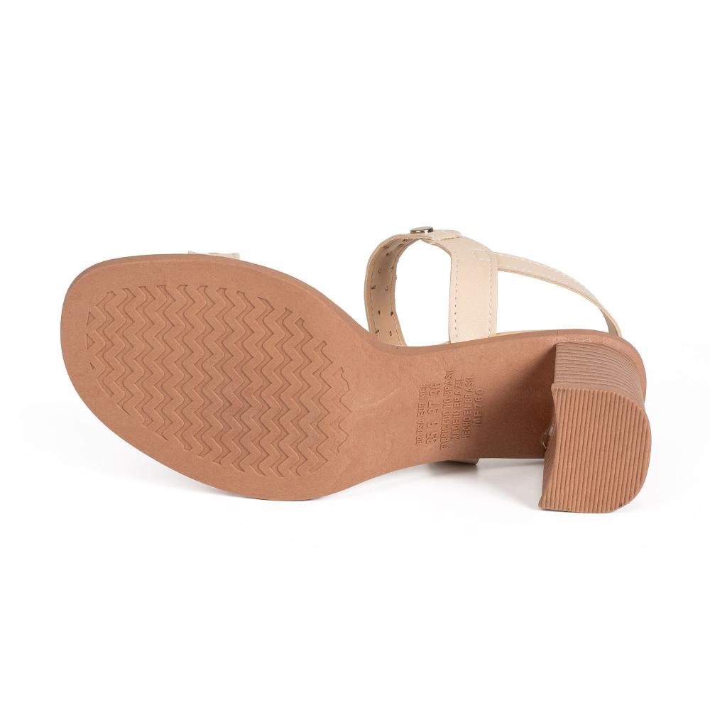 Sandália Mississipi de Salto Bloco Feminina MF763 Bege Claro 4