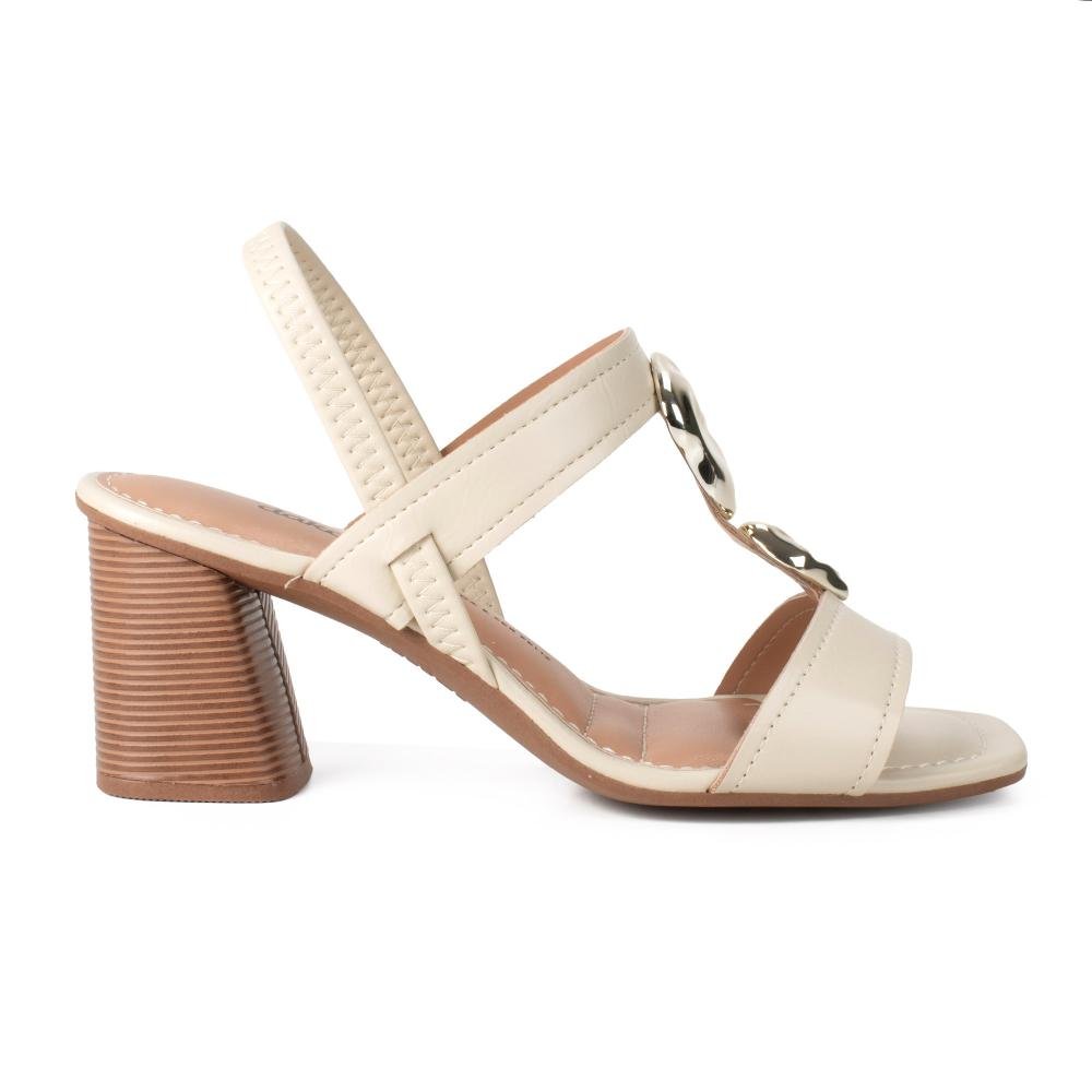 Sandália Dakota de Salto Bloco Feminina Y9769 Bege 3