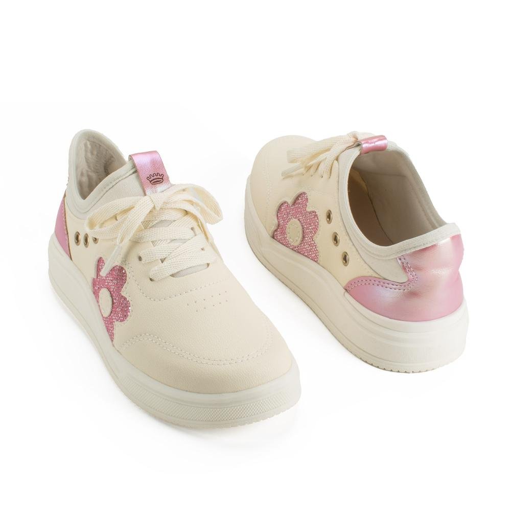 Tênis Pink Cats Infantil Casual V5792 Bege Claro 6