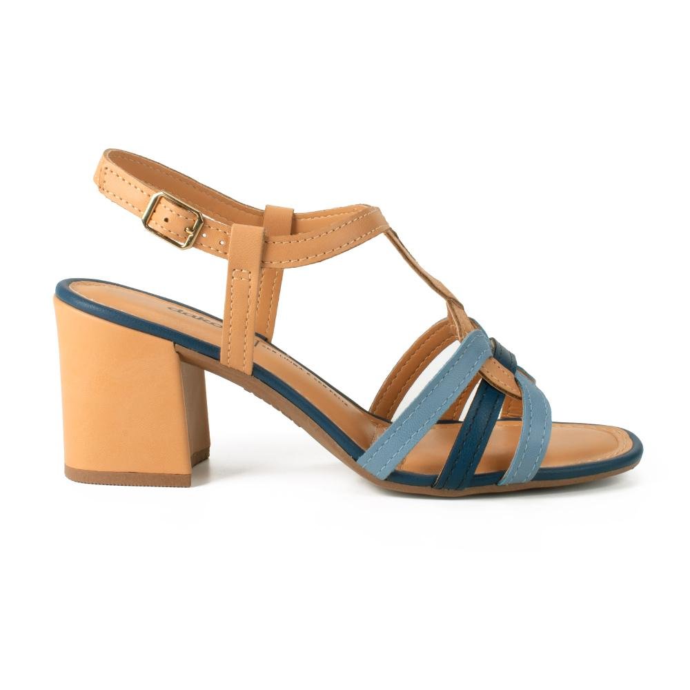 Sandália Dakota de Salto Bloco Feminina DB111 Azul/Bege 3