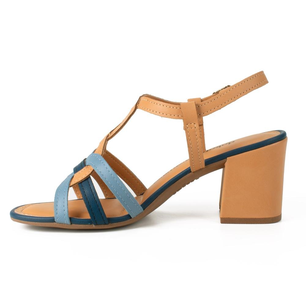 Sandália Dakota de Salto Bloco Feminina DB111 Azul/Bege 4
