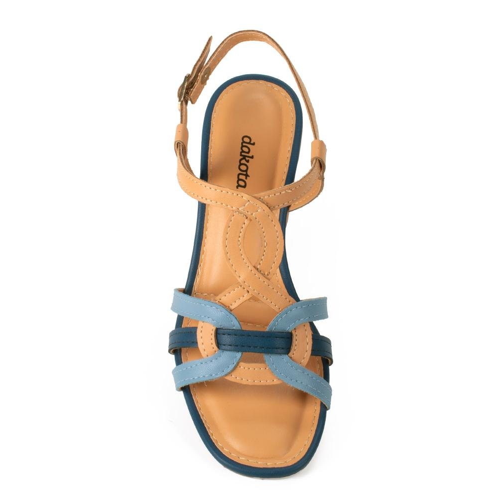 Sandália Dakota de Salto Bloco Feminina DB111 Azul/Bege 6