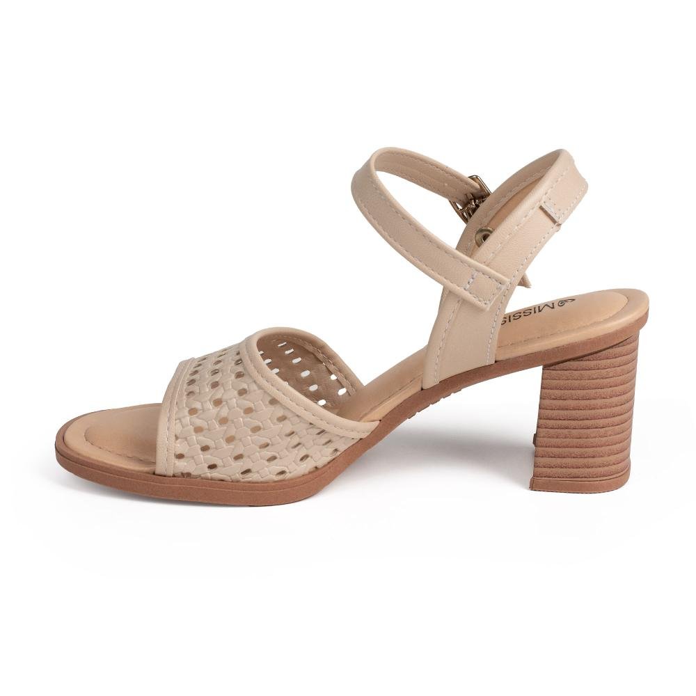 Sandália Mississipi de Salto Bloco Feminina MF762 Bege Claro 2