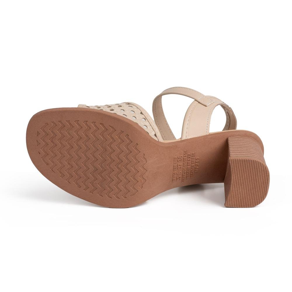 Sandália Mississipi de Salto Bloco Feminina MF762 Bege Claro 3