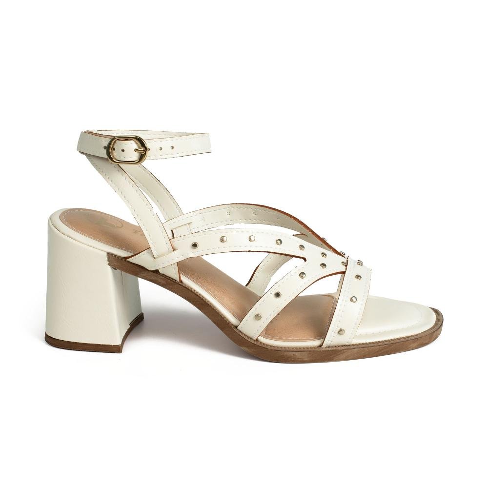 Sandália Tanara de Salto Bloco Feminina T9262 Bege Claro 2