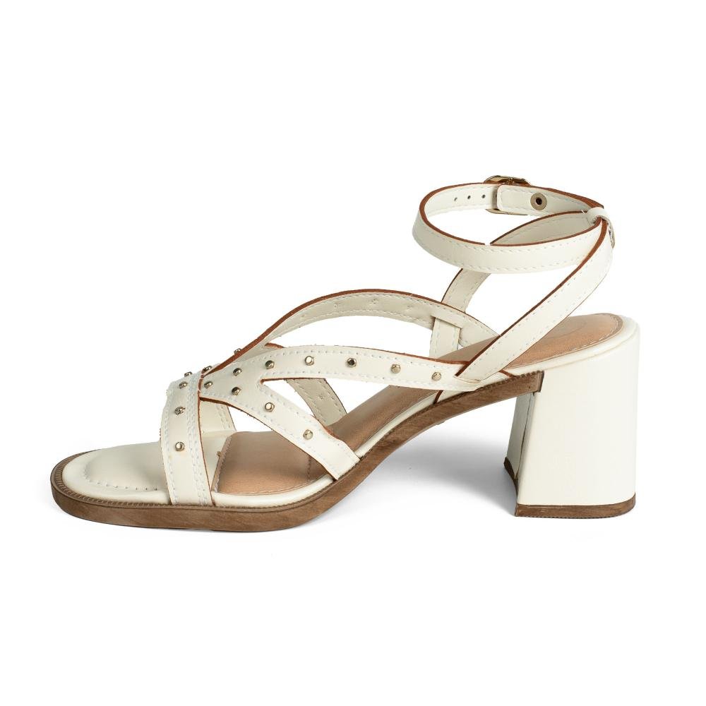 Sandália Tanara de Salto Bloco Feminina T9262 Bege Claro 3