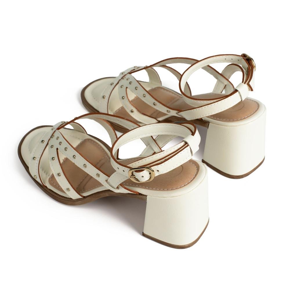 Sandália Tanara de Salto Bloco Feminina T9262 Bege Claro 6