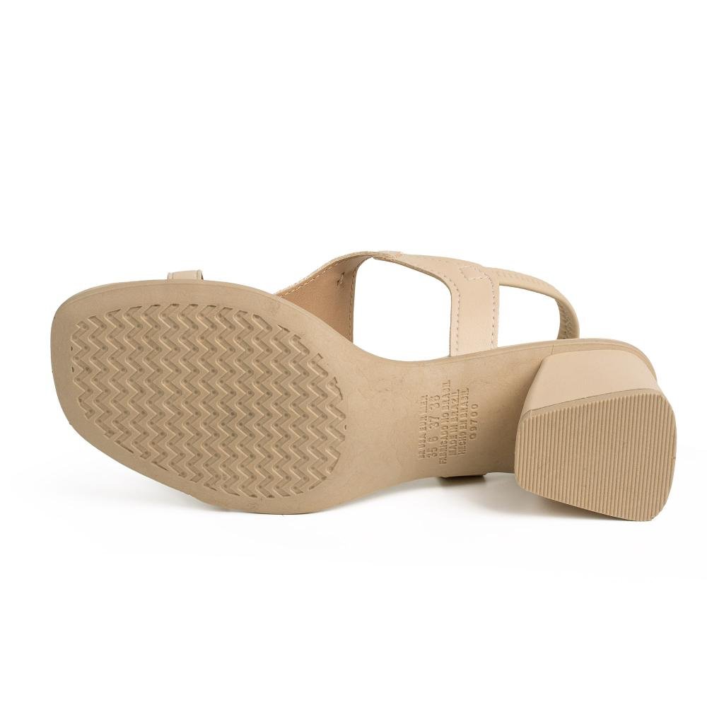 Sandália Mississipi de Salto Bloco Feminina J0261 Bege 4