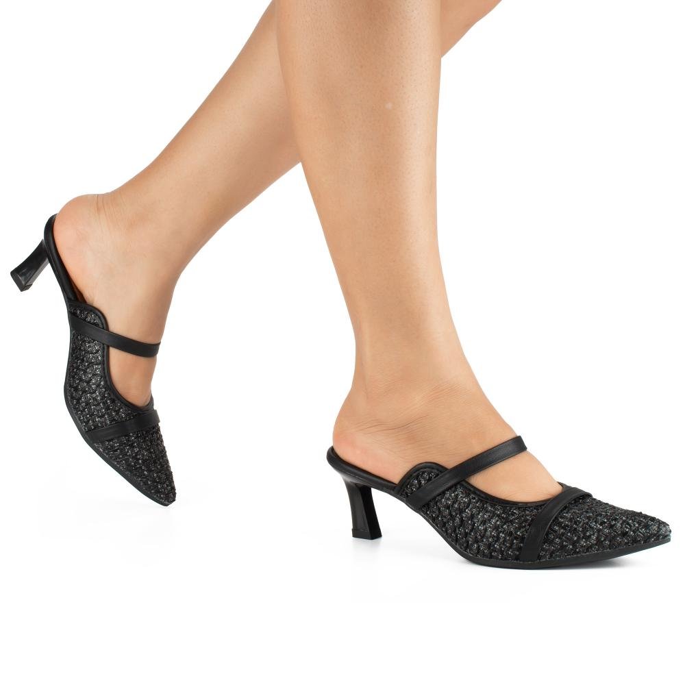 Mule Mississipi de Salto Alto Feminino MF902 Preto 2