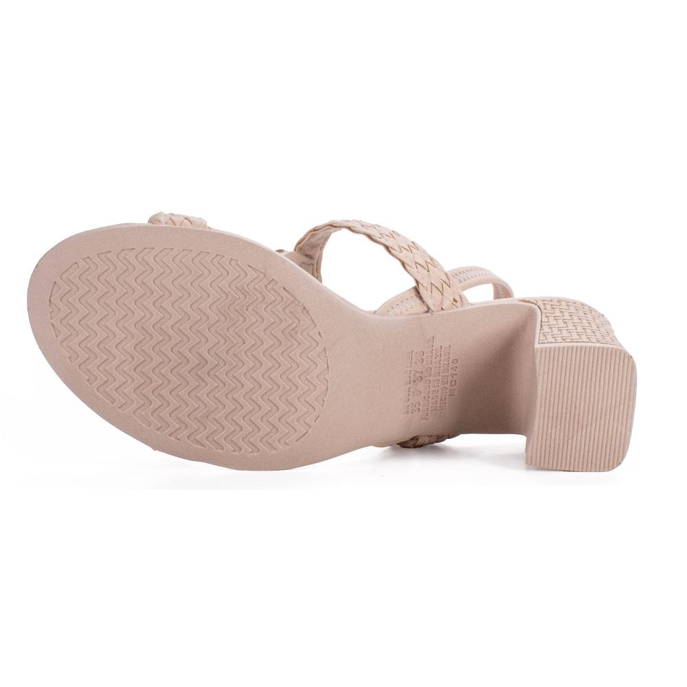 Sandália Mississipi de Salto Bloco Feminina J0482 Bege Claro 5