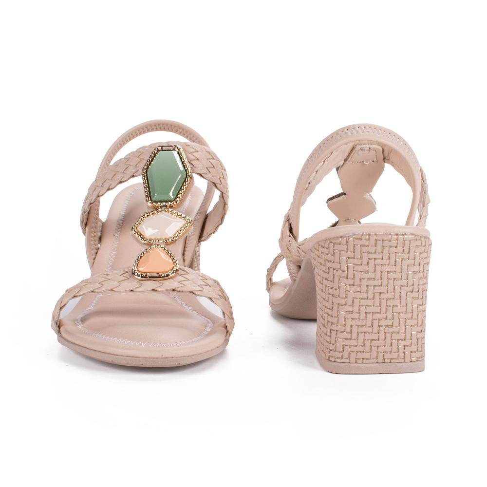 Sandália Mississipi de Salto Bloco Feminina J0482 Bege Claro 6