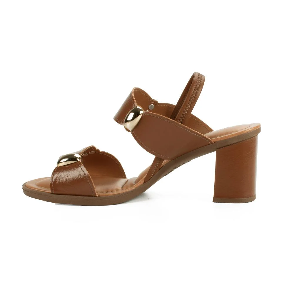 Sandália Mississipi de Salto Bloco Feminina MF765 Caramelo 4