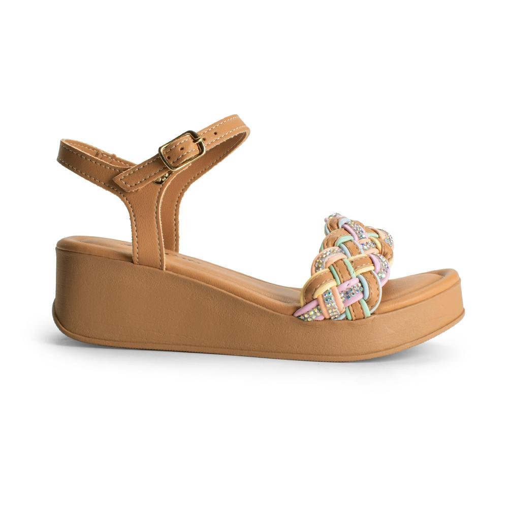 Sandália Pink Cats Infantil Anabela V5731 Caramelo 2