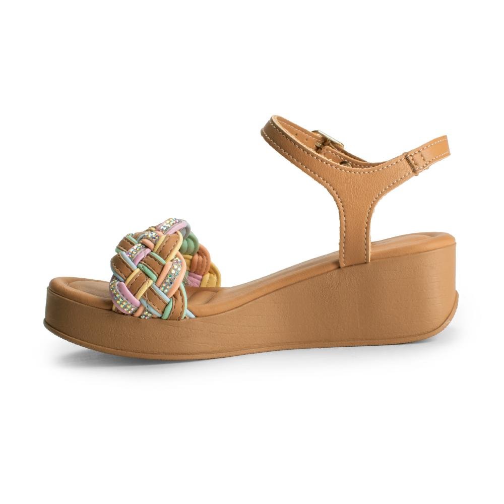 Sandália Pink Cats Infantil Anabela V5731 Caramelo 3