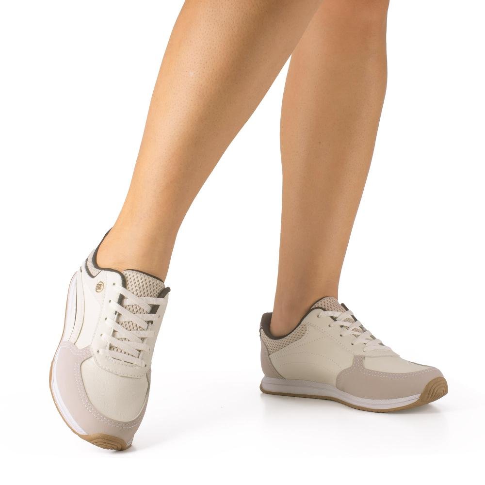 Tênis Mississipi Jogging Feminino J0072 Bege/Cinza 2