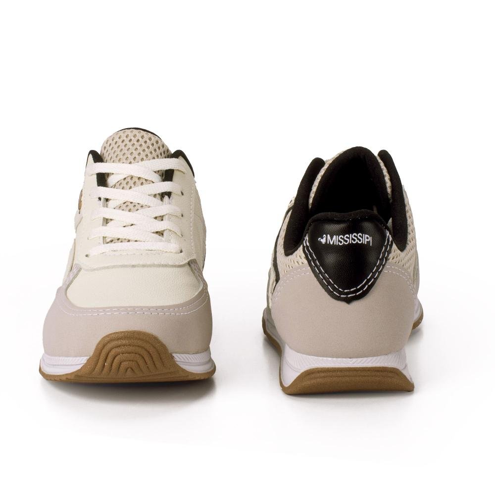 Tênis Mississipi Jogging Feminino J0072 Bege/Cinza 6