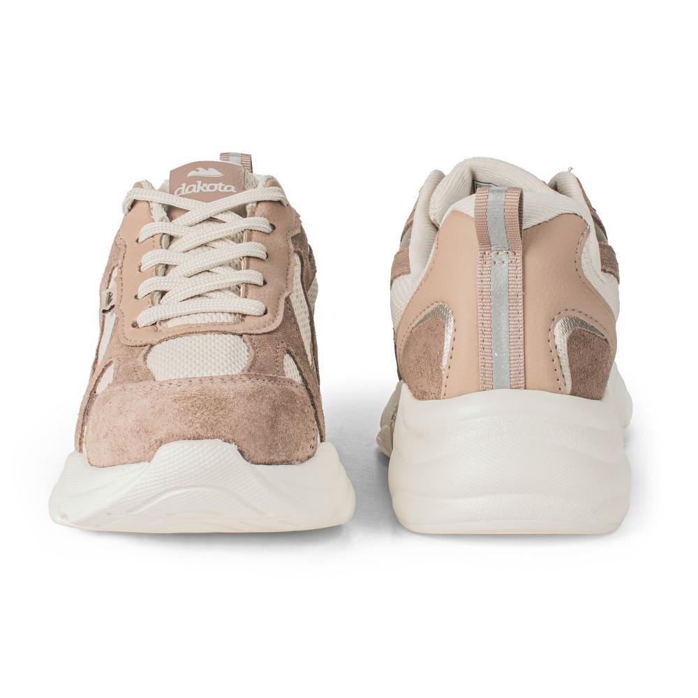 Dad Sneaker Dakota Em Couro Feminino D2051 Marrom Claro 6