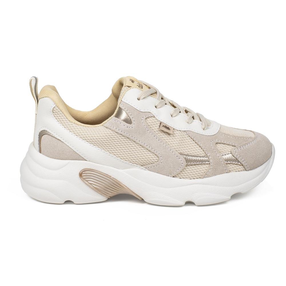 Dad Sneaker Dakota Em Couro Feminino D2051 Bege 3