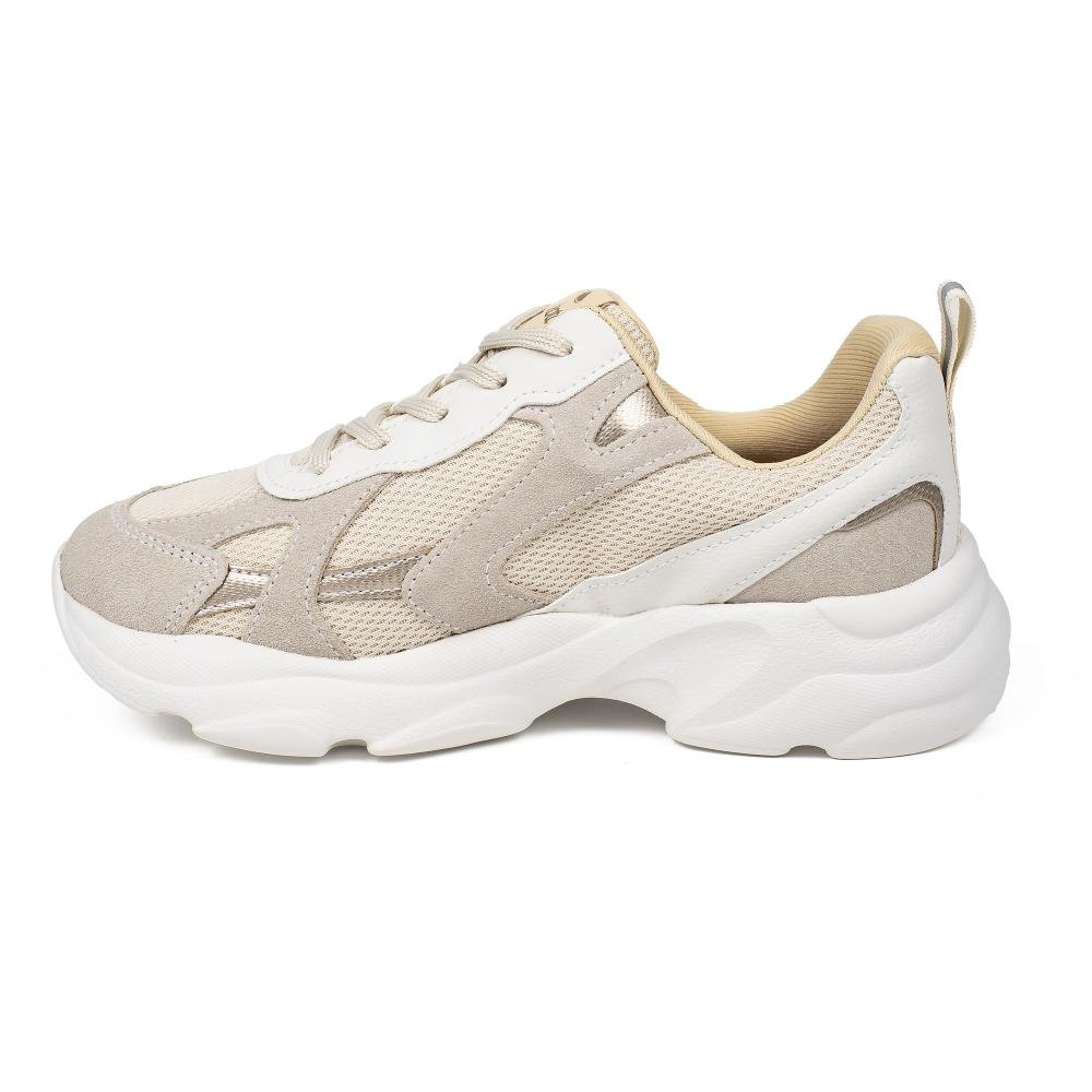 Dad Sneaker Dakota Em Couro Feminino D2051 Bege 4