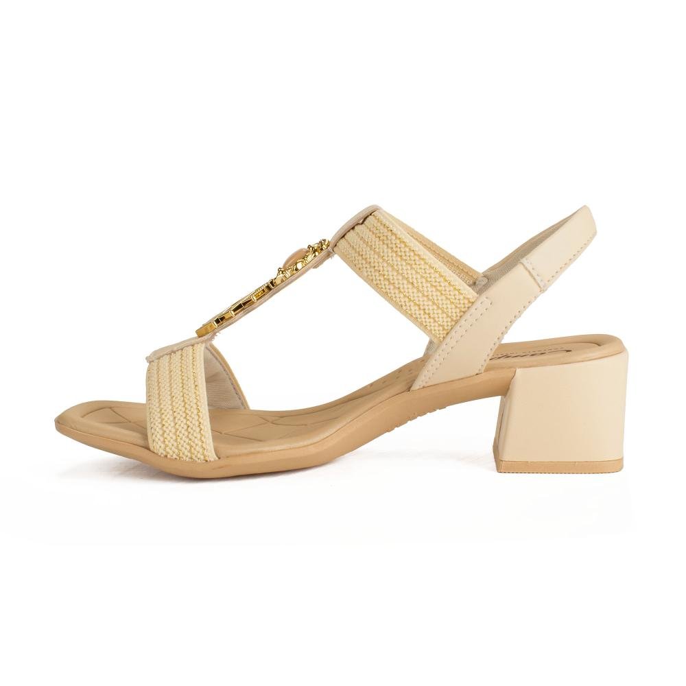 Sandália Campesí de Salto Bloco Feminina CE155 Bege Claro 4